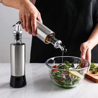 Galheteiro Azeite Vinagre Pimenta Dosador no Bico em Aço Inox com Vidro Para Restaurante Lanchonete - 300 ML