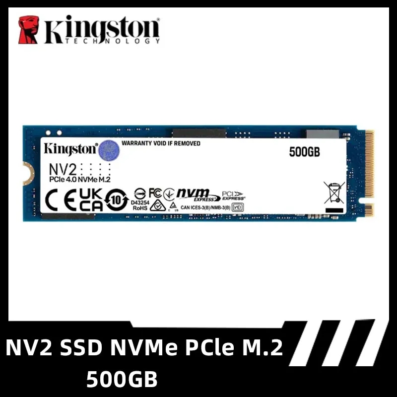 SSD de 500GB Kingston NV2 formato M.2 2280 NVMe 4.0 ultra rápido (Leitura/Gravação: 3500/2100 MB/seg)