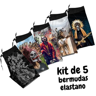 KIT DE 5 BERMUDAS SURF ELASTANO MASCULINO seca rápido e não amassa