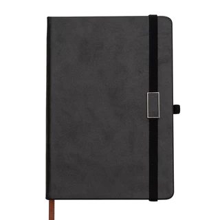 Caderno Tipo Moleskine Capa Dura 21x14cm Preto Sketchbook Caderneta Luxo Couro Sintético Plaquinha Metal
