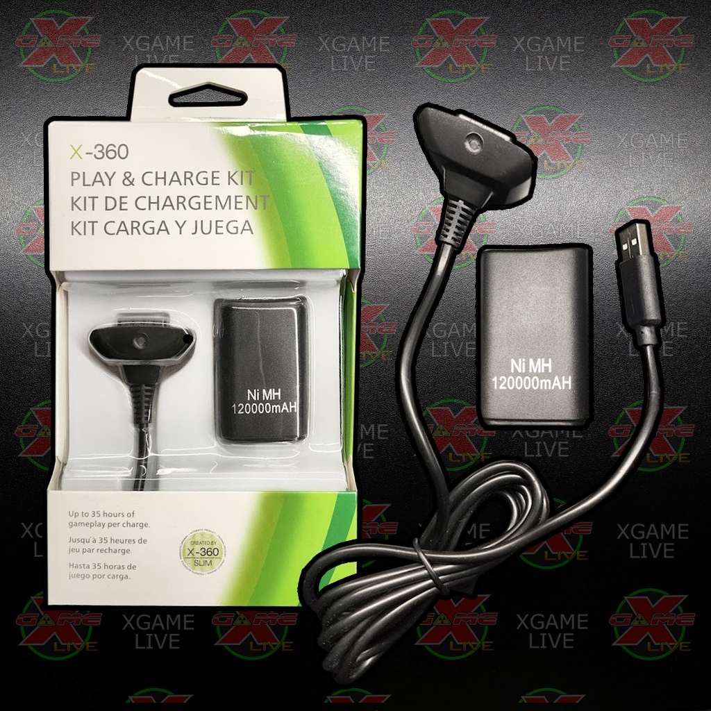 KIT - XBOX360 - Bateria + Cabo carregar USB By XGAMELIVE