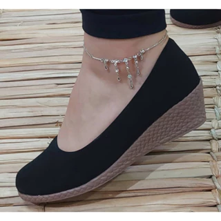 Sandália Feminina Confortável Espadrille Médio Grosso Corda Anabela Leve Salto Casual Moda Tendenci