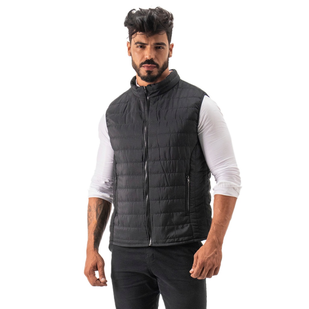 Colete Masculino Country Puffer Confortável Frio Inverno Macio Clássico ...
