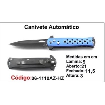 Canivete Esportivo Automático Caça Pesca Camping Etc. 06-1110 AZUL (P)