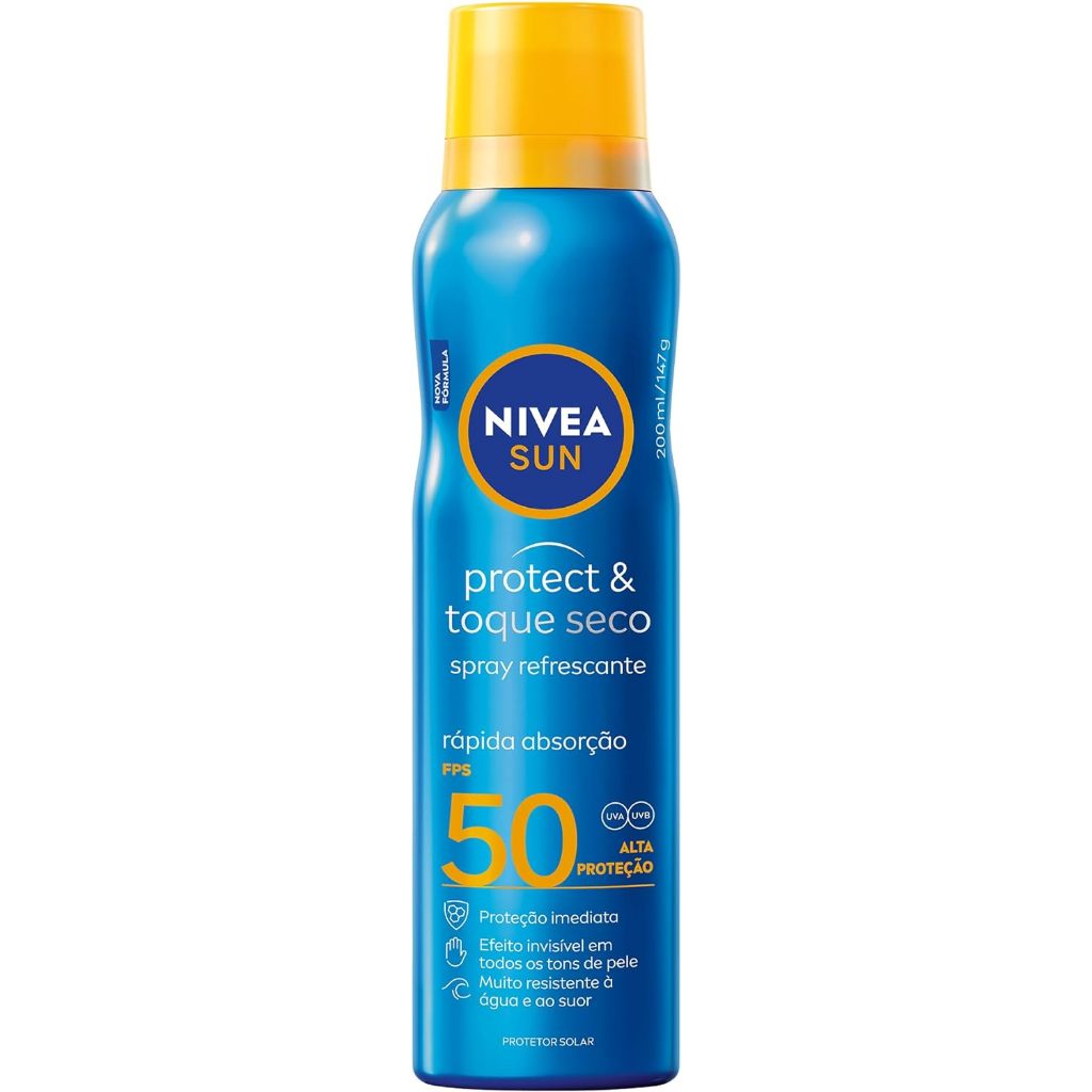 NIVEA SUN Protetor Solar Spray Protect & Toque Seco FPS 50 200ml ...