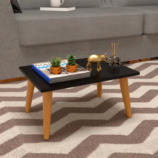 Mesa de Centro Retangular Pequena em Madeira Moderna para Decoração Sala de Estar