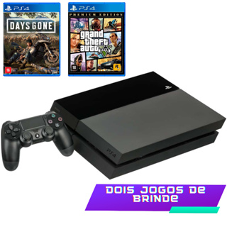 Video Game PS4 FAT + 1 ou 2 Controles + 2 Jogos - Seminovo