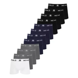 kit 12 cuecas polo wear boxer masculino liso sem costura