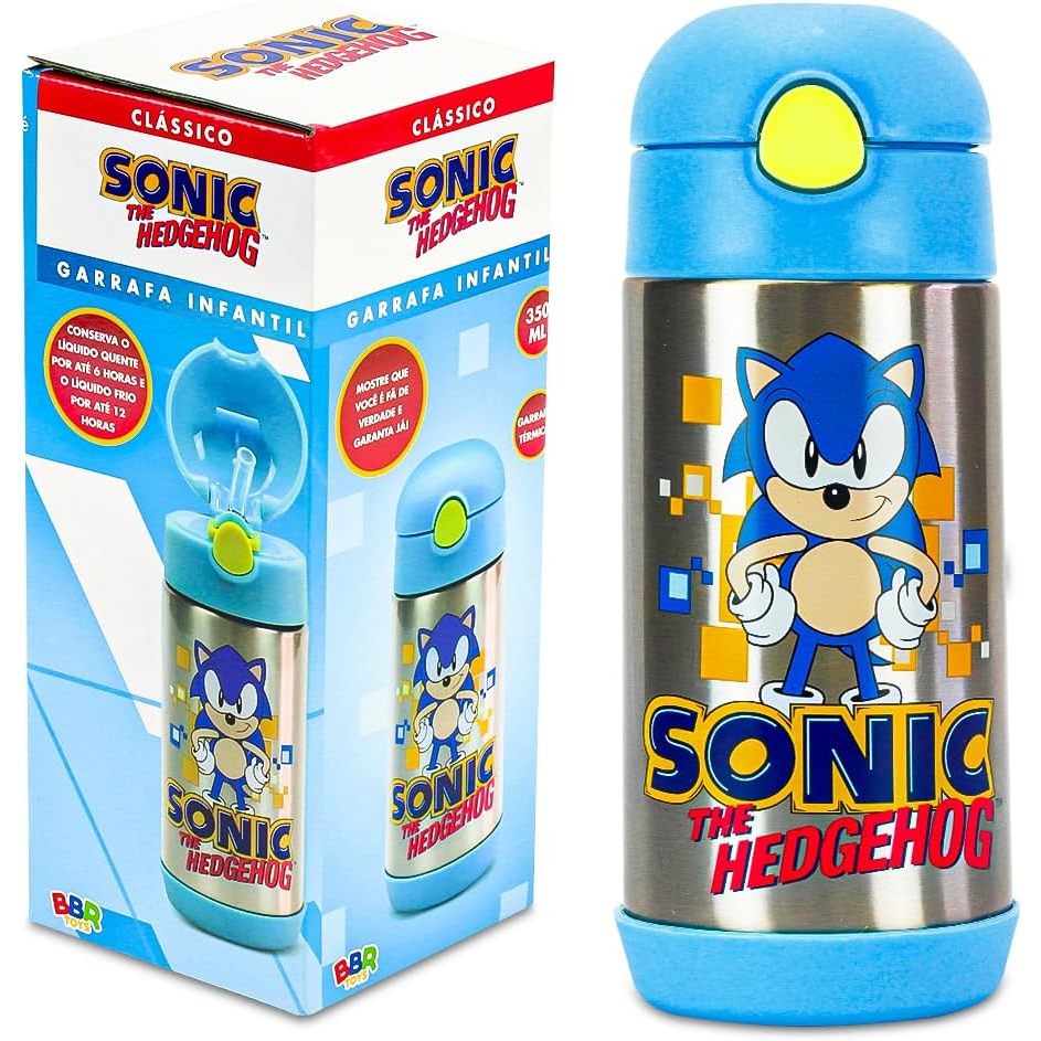 Garrafa Térmica Infantil Sonic Azul 350 ML | Shopee Brasil