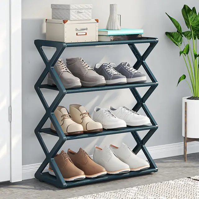 Sapateira 4 Andares Prateleira Sanfonada Organizadora Plástico Multiuso Sapatos Livros Brinquedos
