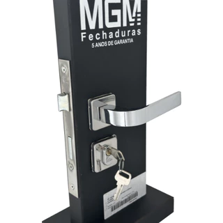 Fechadura Para Porta Externa Interna Wc Sala Quarto Banheiro Modena Cromado Mgm / Com Maçaneta Cromado