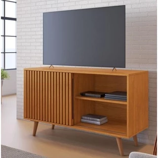 Rack Carinho para Tv de até 65 Polegadas com Porta Ripada e 109 cm de Largura