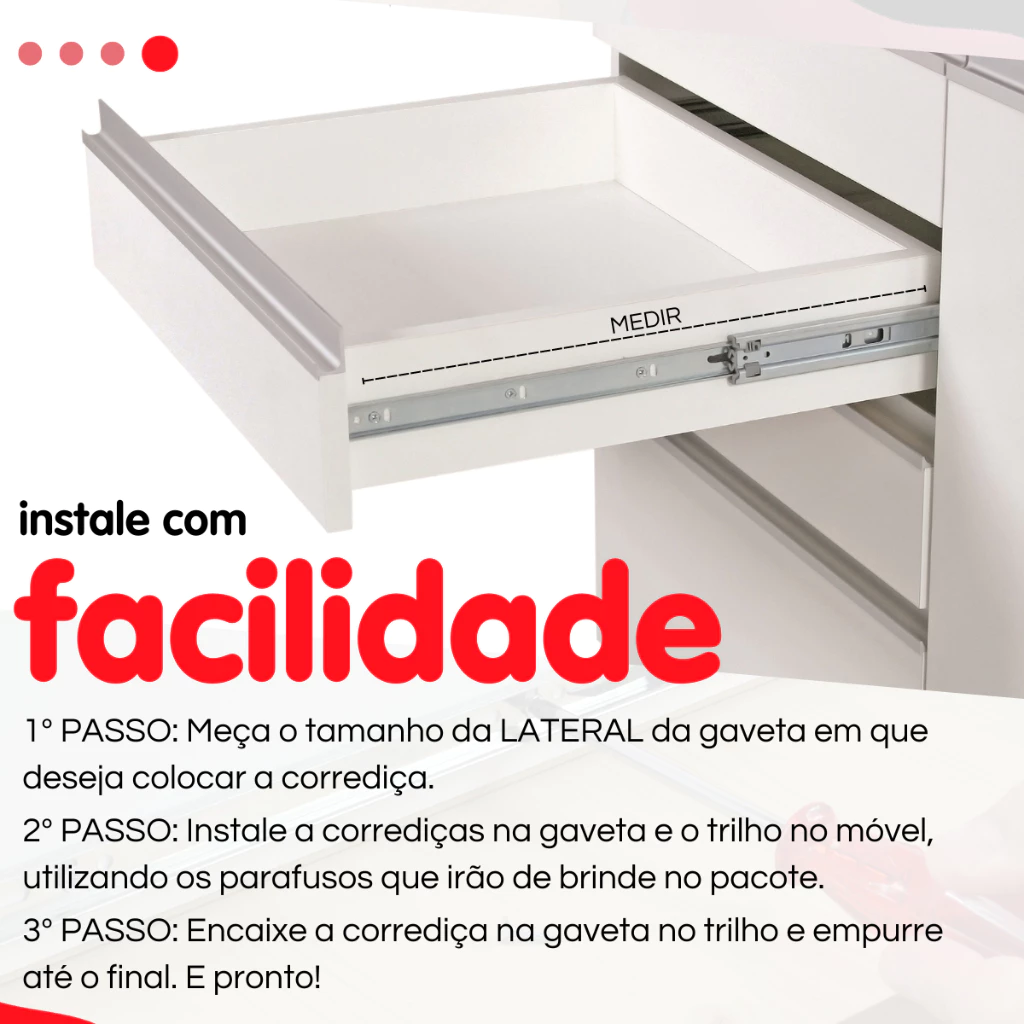 Corredica Telescopica Trilho Telescopico (LARGA REFORCADA) para Gavetas e moveis TODOS TAMANHOS MOVEIS