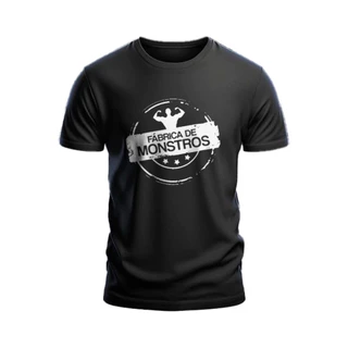 Camiseta masculina algodão Fabrica de monstro esportiva manga curta academia musculação treino exercício