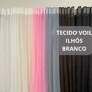 Cortina Voil Sala Quarto Cozinha Voal Transparente 3 00 x 1 70 Ilhós Branco Várias Cores
