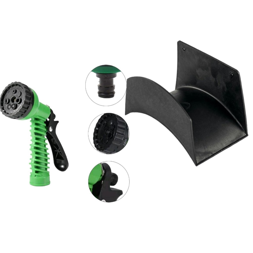 Kit Suporte Para Mangueira + Esguicho 7 Jatos e Gatilho Com Trava Startools