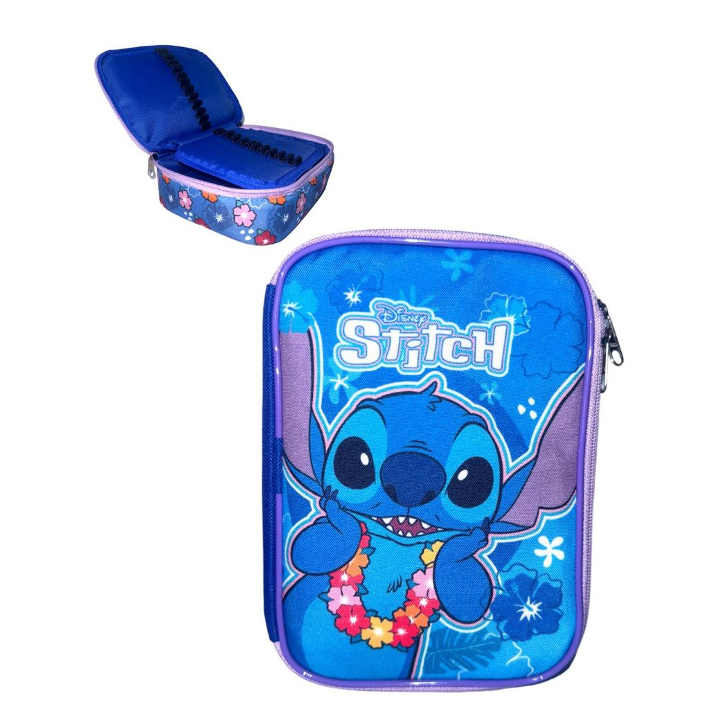 Estojo Box 100 Pens Organizador Escolar Meninas Stitch Aloha