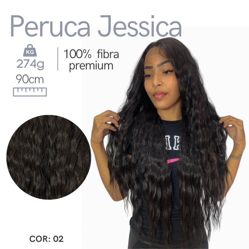 Peruca Front Lace Ondulada De Fibra Premium Jessica Yan Hair