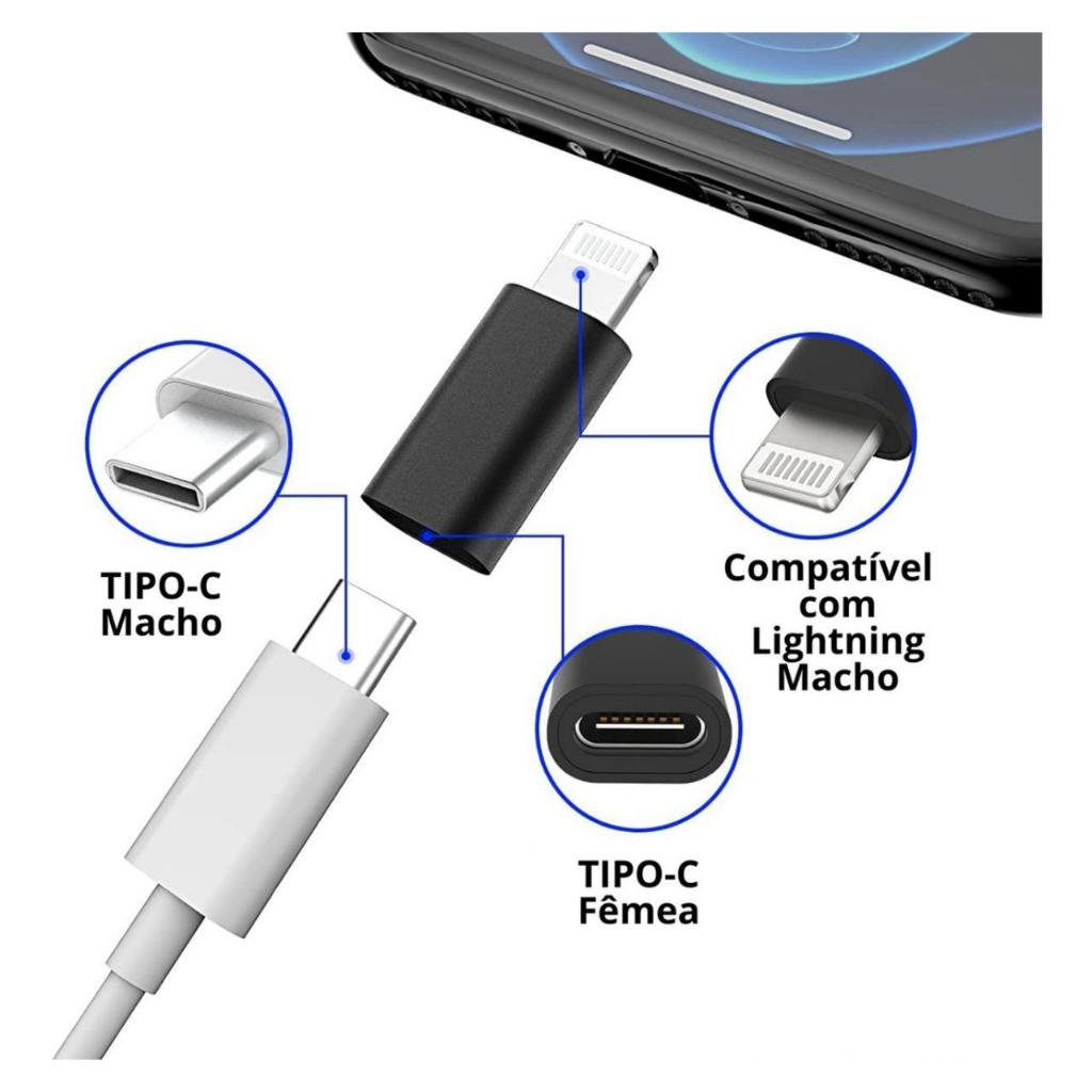 Adaptador Tipo C Fêmea Para Iphone Lightning Macho