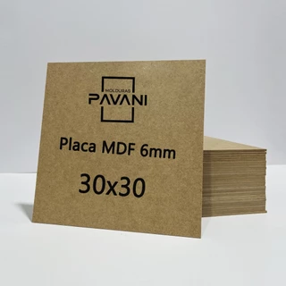 Kit 5 placas chapa de MDF crú 6mm - 30x30 para artesanato e decoração