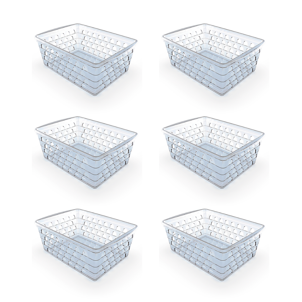 Kit 6 Cestos Organizadores Multiuso Transparente 16x12x6Cm