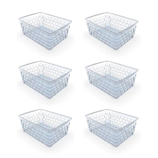 Kit 6 Cestos Organizadores Multiuso Transparente 16x12x6Cm