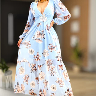 Vestido Longo Feito com tule de poliamida sofisticado