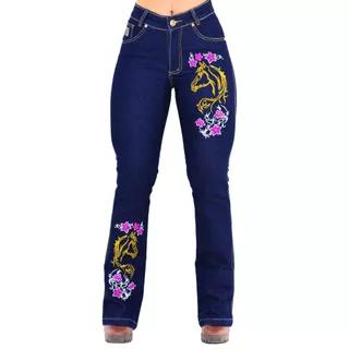 Calça Country Bordada Flor Cavalo Ana Castela Boiadeira