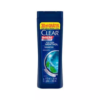 Shampoo Clear Anticaspa Men Ice Cool Menthol Lv 200ml Pg 170ml.