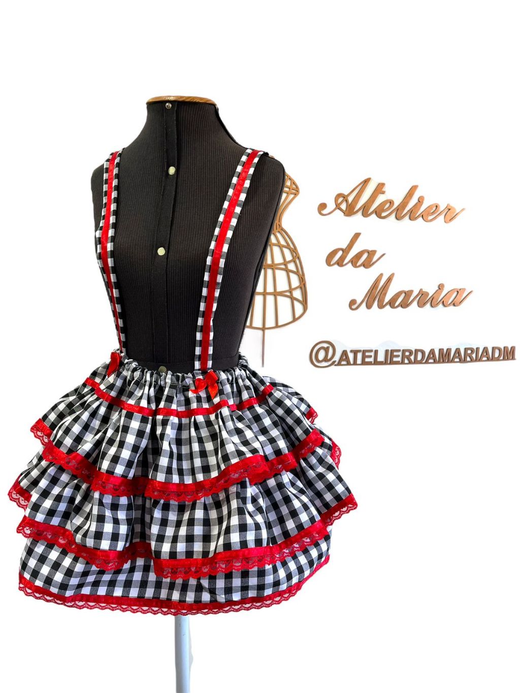 Saia Adulto Festa Junina com Suspensório Xadrez Shopee Brasil