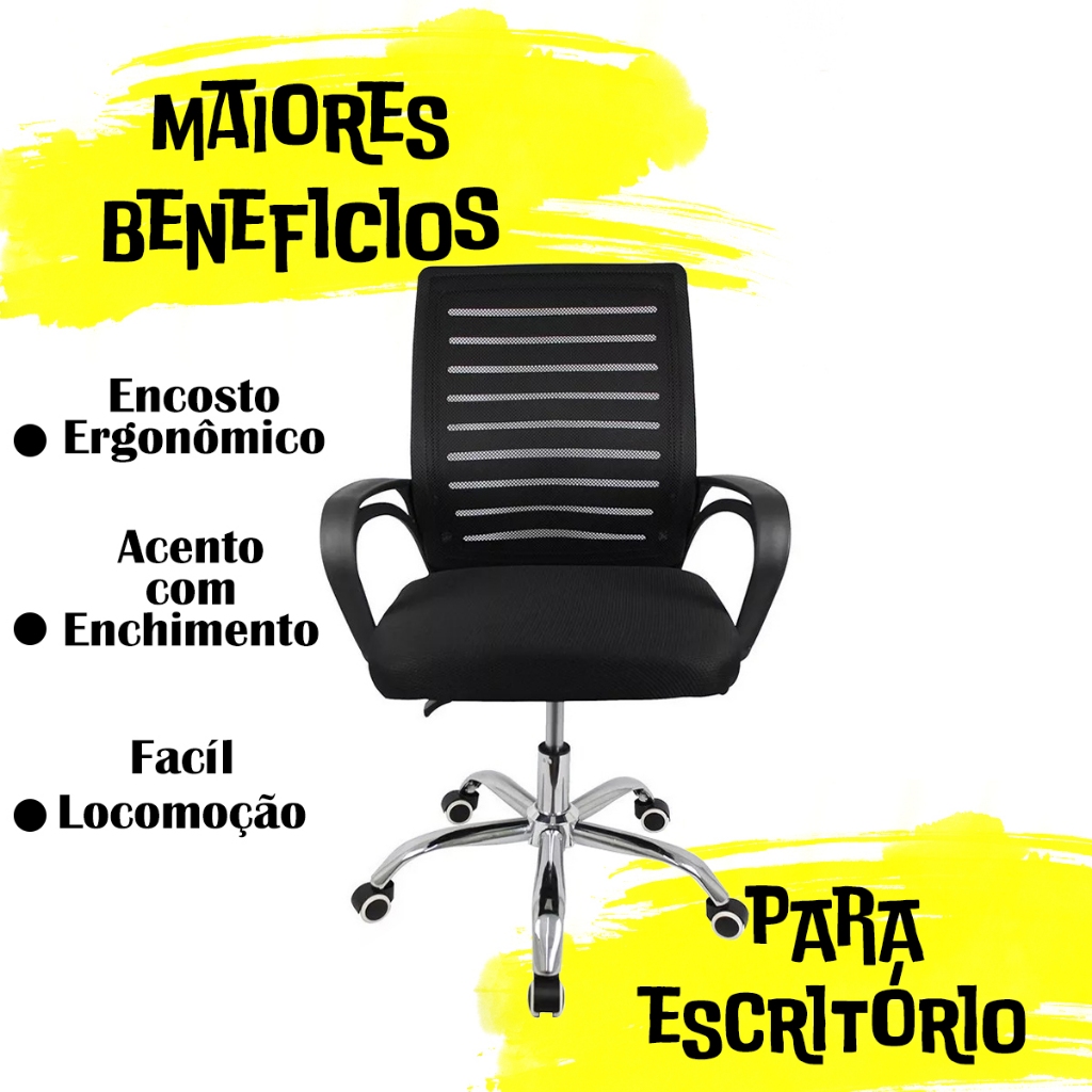 Cadeira De Escritório Zebrada Assento Confortável Leve Fácil De Montar