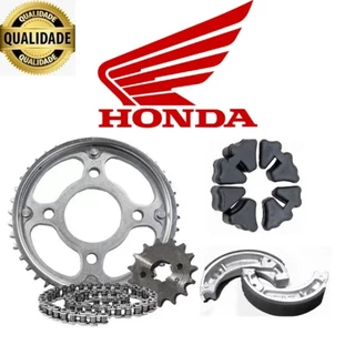 kit Transmissão Relação Titan 150/Fan 150 + Coxim da Coroa + Patins de Freio em Oferta na Shopee