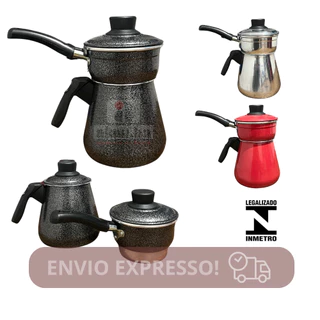 cuscuzeira cafeteira pequena 2 em 1 preta, vermelha e aluminio - cuscuzeiro panela vapor fervedor preto, vermelho e aluminio