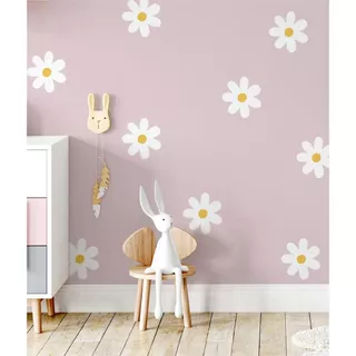 Kit Adesivo de Parede Margaridas - Papel de Parede Infantil Quarto de Menina - Adesivo de Parede Infantil Mardarida