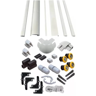 Kit Completo Alumínio Com Acessórios Box Canto Banheiro Padrão 100x100x1,90 Mts