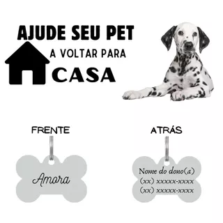 Pingente Pet com Nome Gravado Plaquinha de Identificação