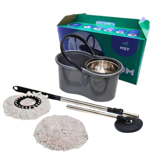 Mop Com Centrifuga Inox e Cabo em Inox Com 2 Refil de Microfibra 9 Litros