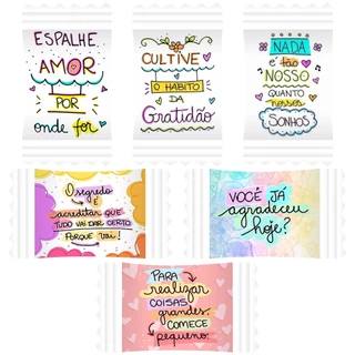 Balas Já Personalizadas c/ 6 Frases Variadas Inspiradoras Motivacionais Lembrancinha Brinde Cliente
