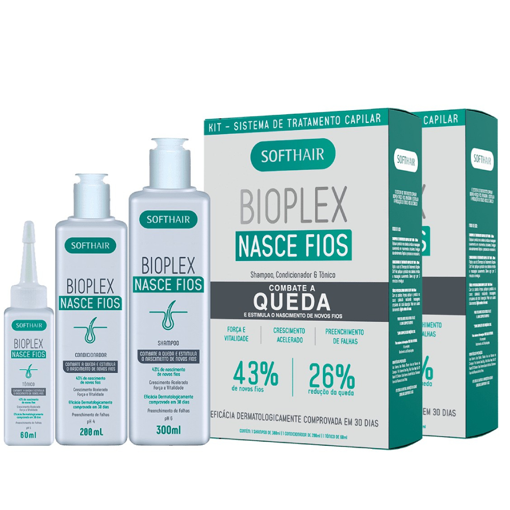 Kit Bioplex Nasce Fios e Antiqueda Tratamento Capilar (Shampoo, Condicionador) ou + Tonico