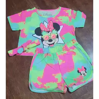 Conjunto Infantil minnie e personagem Menina Feminino Verão liquidação