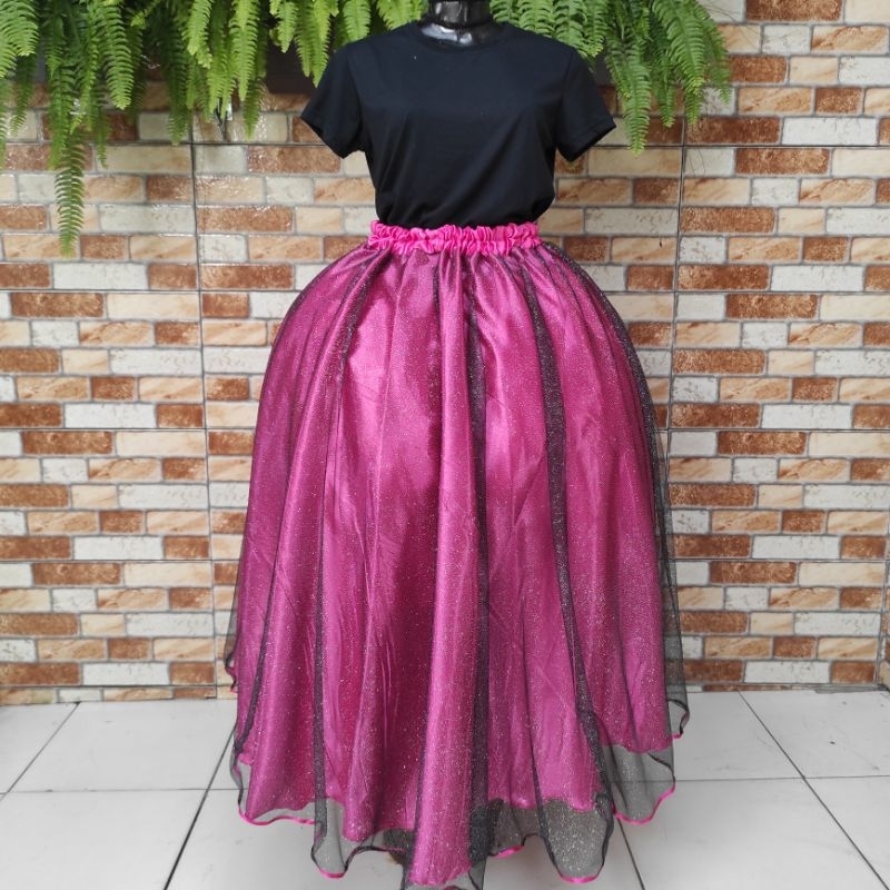 Saia de tule/glitter preto com forro rosa - Pombagira | Shopee Brasil