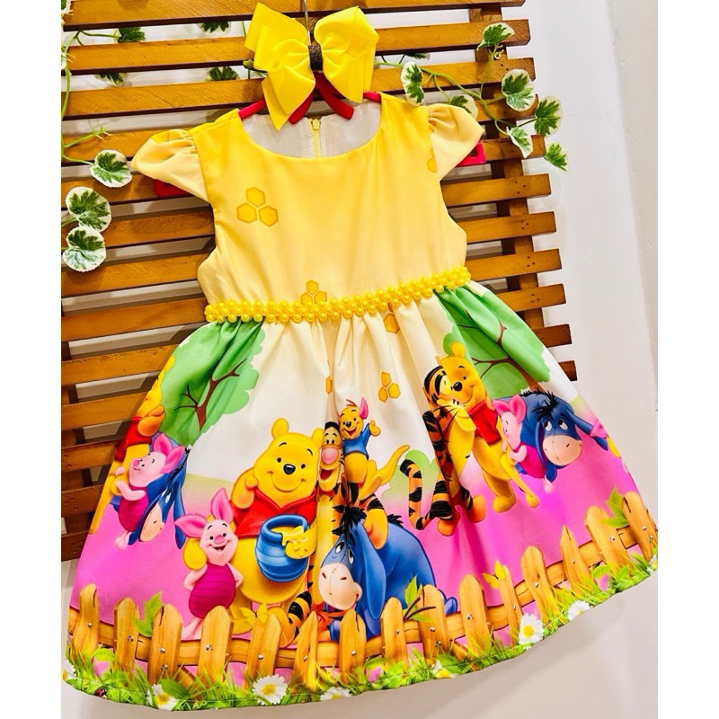 Vestido do Ursinho Pooh rodadinho | Shopee Brasil