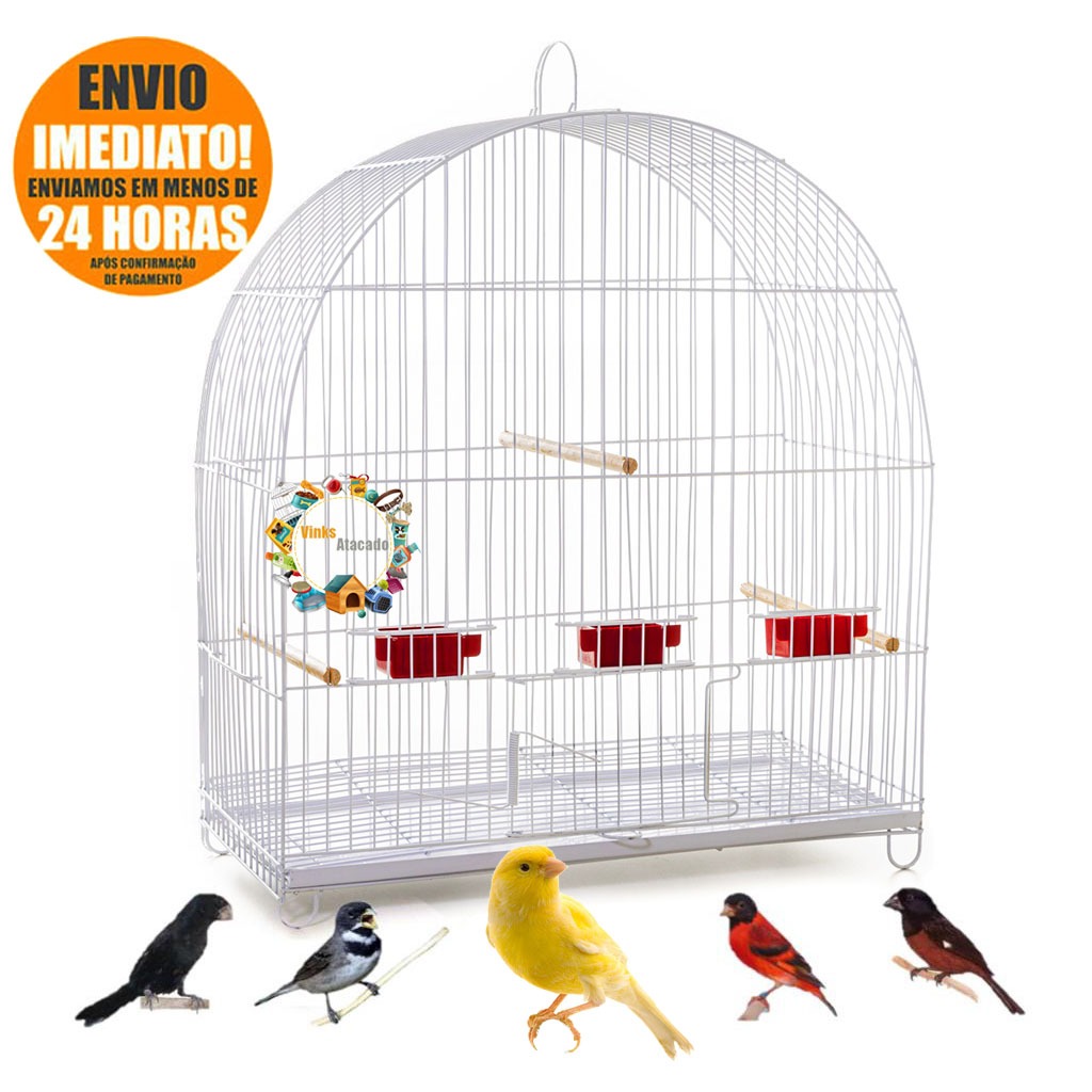 Gaiola Grande N7 Para Passarinhos Canario Belga Terra Tizil Tarin Bigodinho Bicudo Pintassilgo Coleiro Epoxi Branco