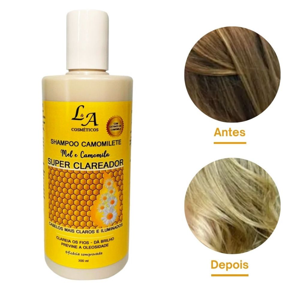 Shampoo Super Clareador Camomilete Mel e Camomila L&A Cosméticos 300ml ...