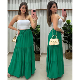 Saia Longa feminina Três Maria, Saia com Forro Moda Evangélica