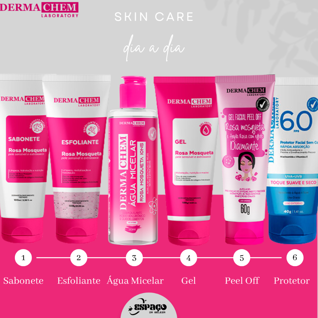 Kit Skin care Rosa Mosqueta Antirressecamento DERMACHEM | Shopee Brasil