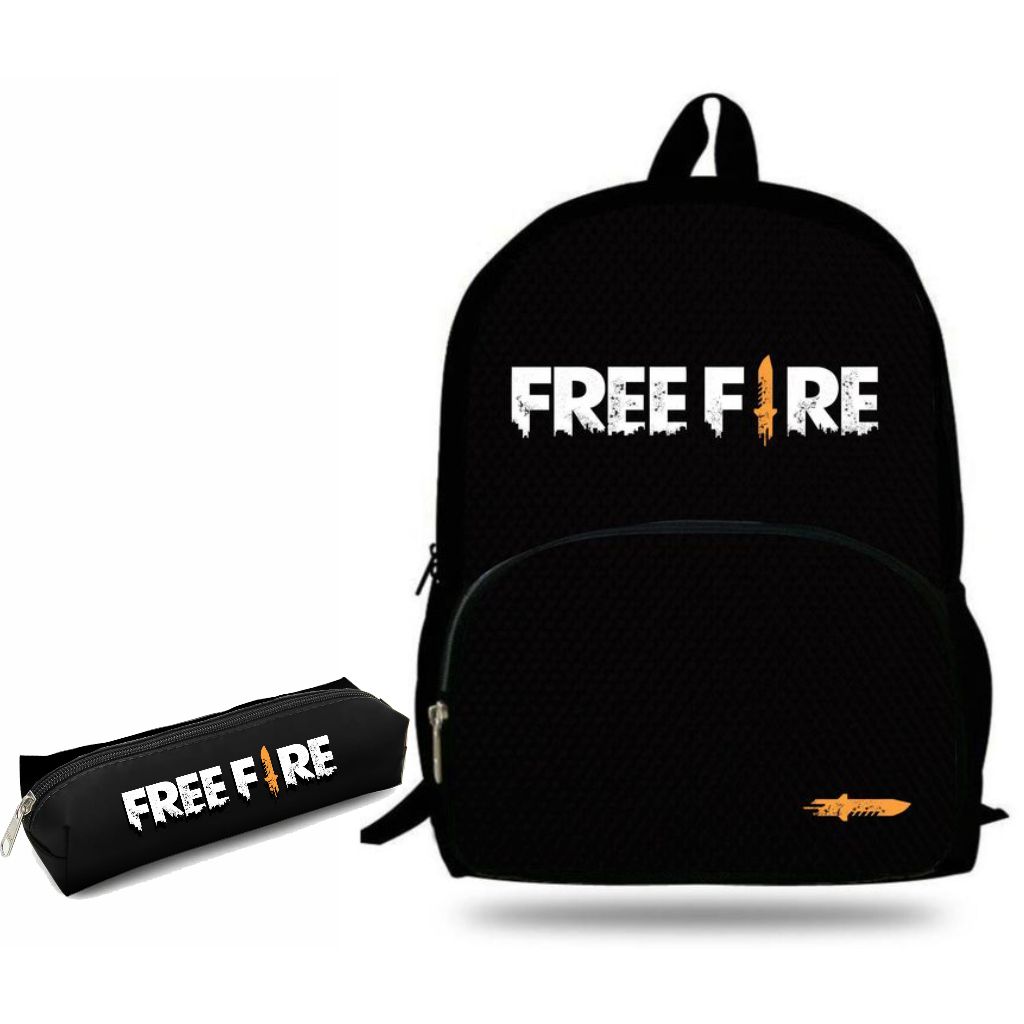 Mochila e Estojo Free Fire Game Escolar Viagem Reforçada Notebook Blc