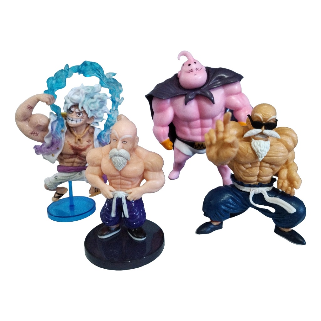 Bonecos Animes One Piece, Dragon Ball, Majin Boo,Mestre Kame, Luffy super fortes fitness
