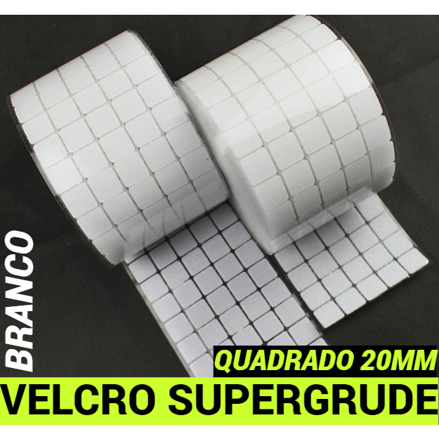 Kit 50 Pares Fecho de Contato Quadrado (2CM) Autocolante Adesivo Dupla Face
