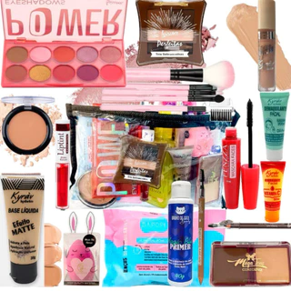 Kit de Maquiagem Profissional Completo 20 itens com Pincéis, Paleta e Base